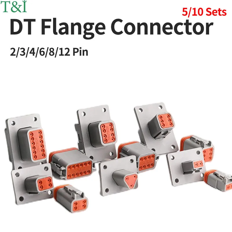 

5/10/100Set Deutsch DT Waterproof Automotive Connector Flange Sheath Butt Harness Socket Terminal Plug 2P/3P/4P/6P/8P/12P DT04