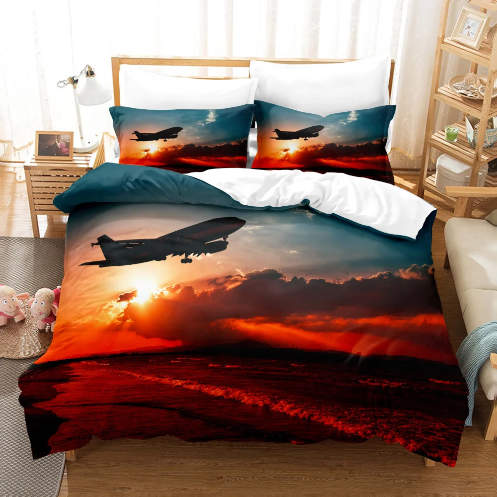 

3D Bed Set Child Airplane Pattern Queen Size Bedding For Boys Aircraft Pattern Cover Bedding Planes