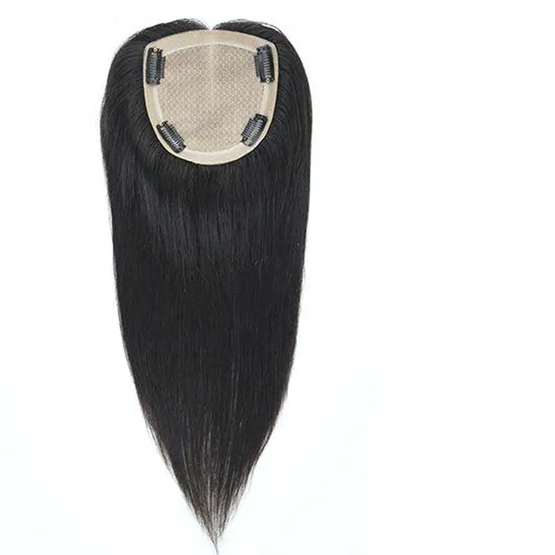 Hstonir Silk Human Natural Hairpiece Wigs For Women European Remy Hair Topper One Piece Hair Clip Natural Hair Closure TP58