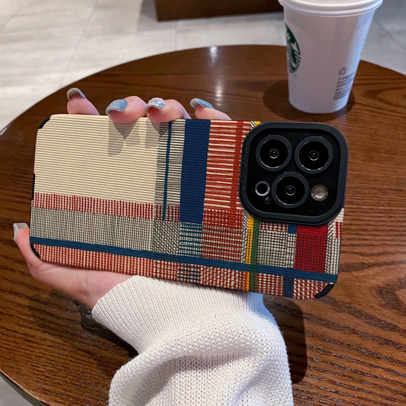 Luxury Premium Sense Splicing Stripe Phone Case Suitable for IPhone13ProMax 11 6s Xr 14Plus 7 8plus Silicone All-Pack Anti-fall