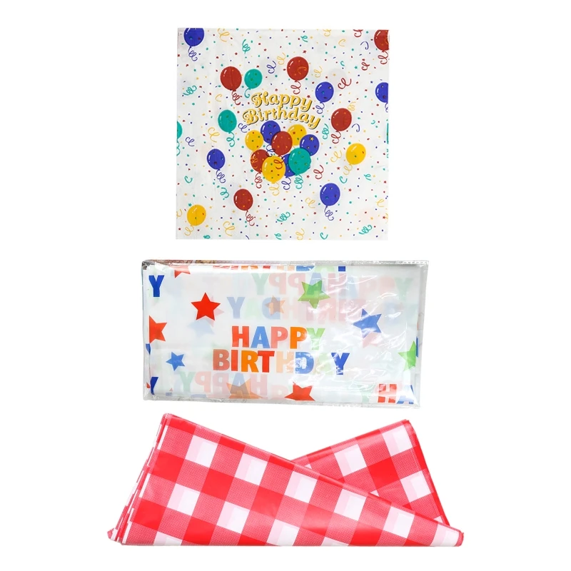 

Lovely Tablecloth Party Disposable Table Cover Rectangle Table Cloth Plastic Party Art Tablecloths Anti-Oil Table Decor