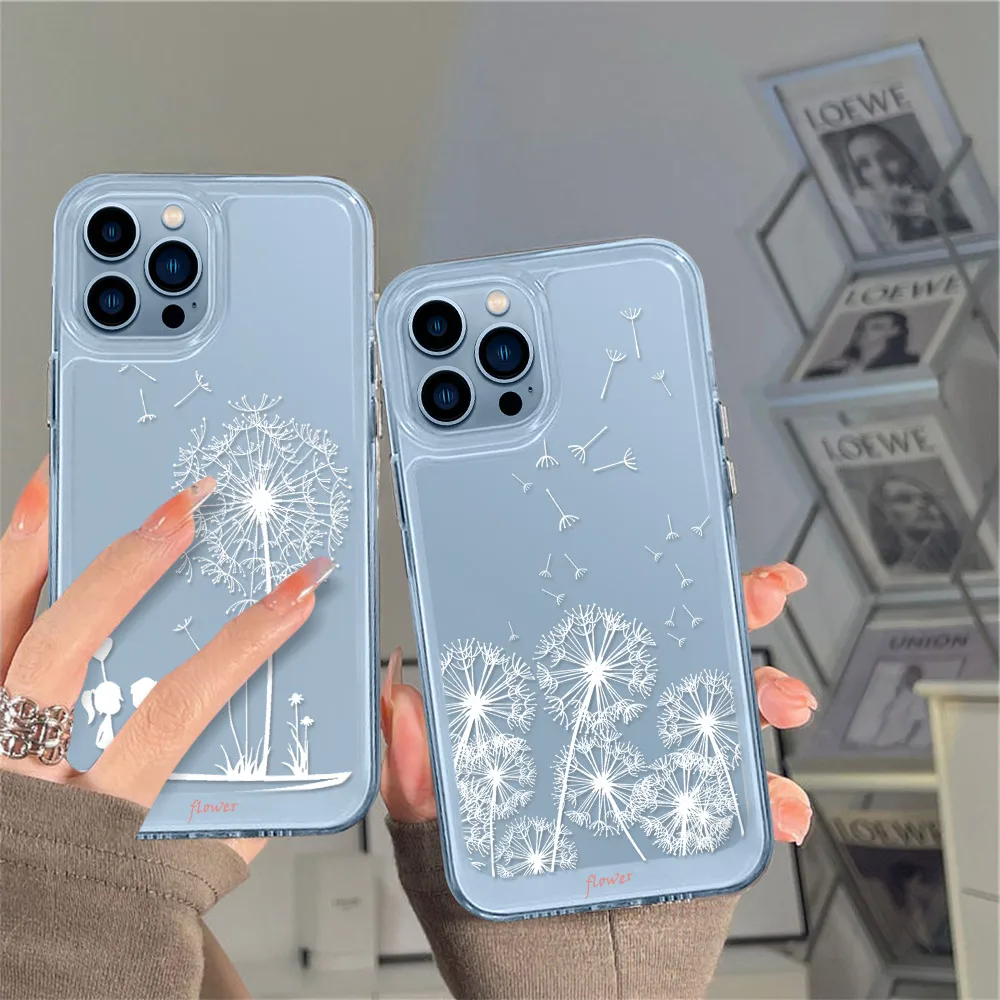 

Dandelion Flower Case for Iphone 14 13 12 Mini 11 Pro Max XS X XR Luxury Protection Shell Clear PC+TPU Hard Cover Bumper Fundas
