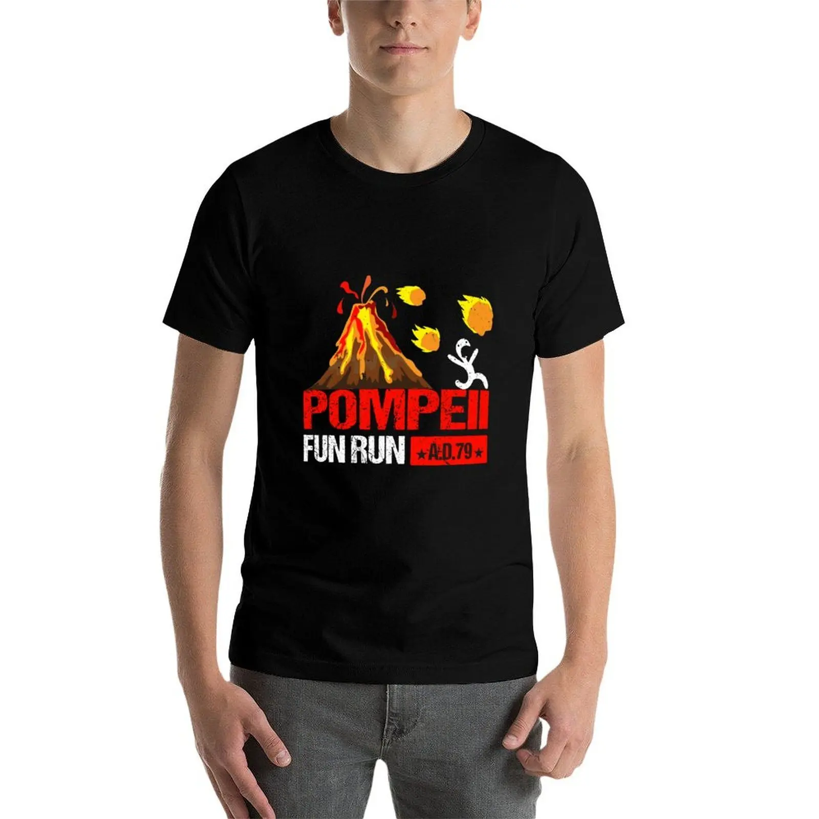 Фото Футболка в стиле ретро Pompeii Fun Run 79 AD с оригинальным принтом, повседневная футболка №4