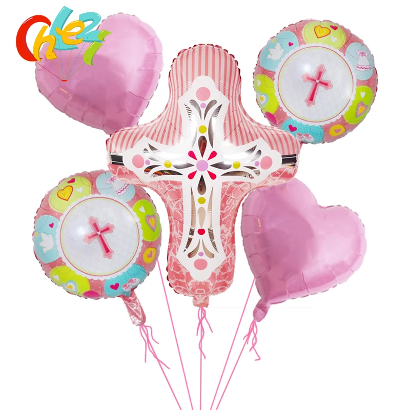 5 Pack Розовый Синий Крест Воздушные Шары Иисус Пасха Рамадан Украшения Гелиевые