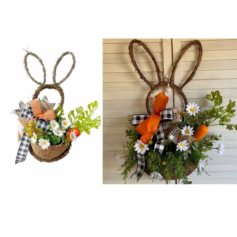 

652F Easter Wreath with and Carrot Home Decoration