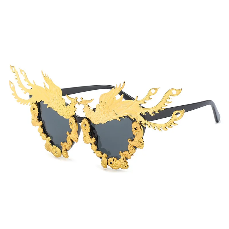 Fashion Party Dragon And Phoenix Sunglasses Women New Unique Colorful Gold Punk Sun Glasses Female Eyeglasses