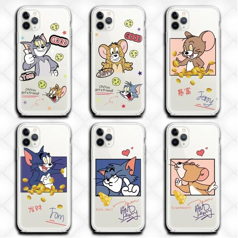 

Tom cat Jerry mouse Transparent TPU phone case for pixel 6 iPhone 13 12 Mini 11 Pro XS MAX X XR 7 8 Plus SE 2020 5 4