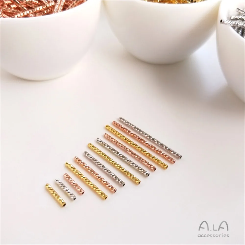 

Copper-plated 18K real gold rose gold white gold faceted straight pipe diy beaded first jewelry bracelet elbow fittings