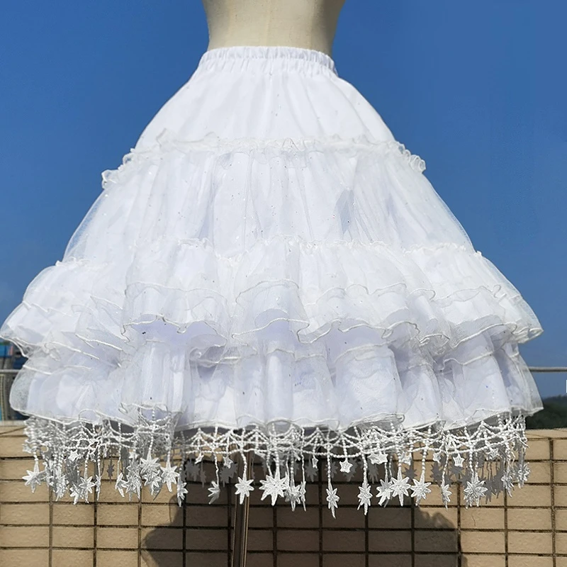 

JK Women's Gorgeous Fishbone Lolita Star Adjustable Daily Violent Carmen Support Mid-Length Bottoming Skirt