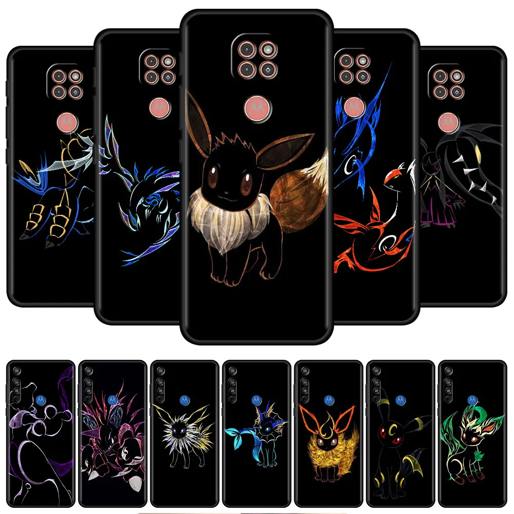 

Pokemon Eevee Elves Black Case For Moto G30 G60 G50 G22 G31 One Fusion G9 Play G8 Power One Hyper Edge 20 Phone Funda Cover