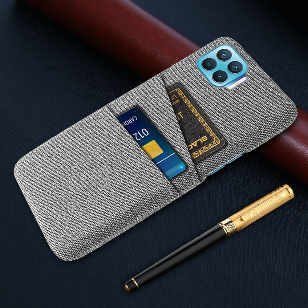 

Card Case Dual Card Fabric Cloth Luxury Case for OPPO Reno4 Lite Case Cover On Reno 4Lite 4 Light 6.43'' Funda Coque Reno 4 Lite