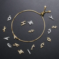 fashion new brass micro set english letter zircon bracelet female pull bracelet adjustable jewelry charm bracelets for women