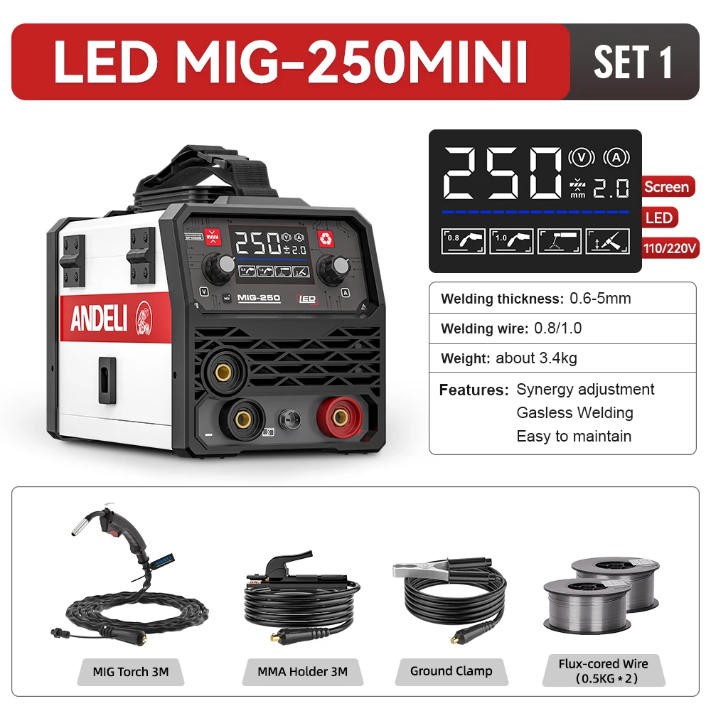 

ANDELI Полуавтоматический сварочный аппарат FLUX CORED WIRE