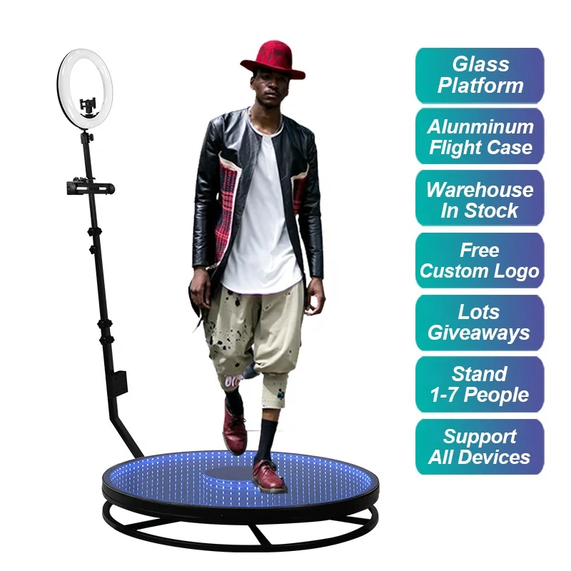

Romans Glass Platform 360 photo booth automatic rotating 360 photo booth with go pro photo booth for wedding party