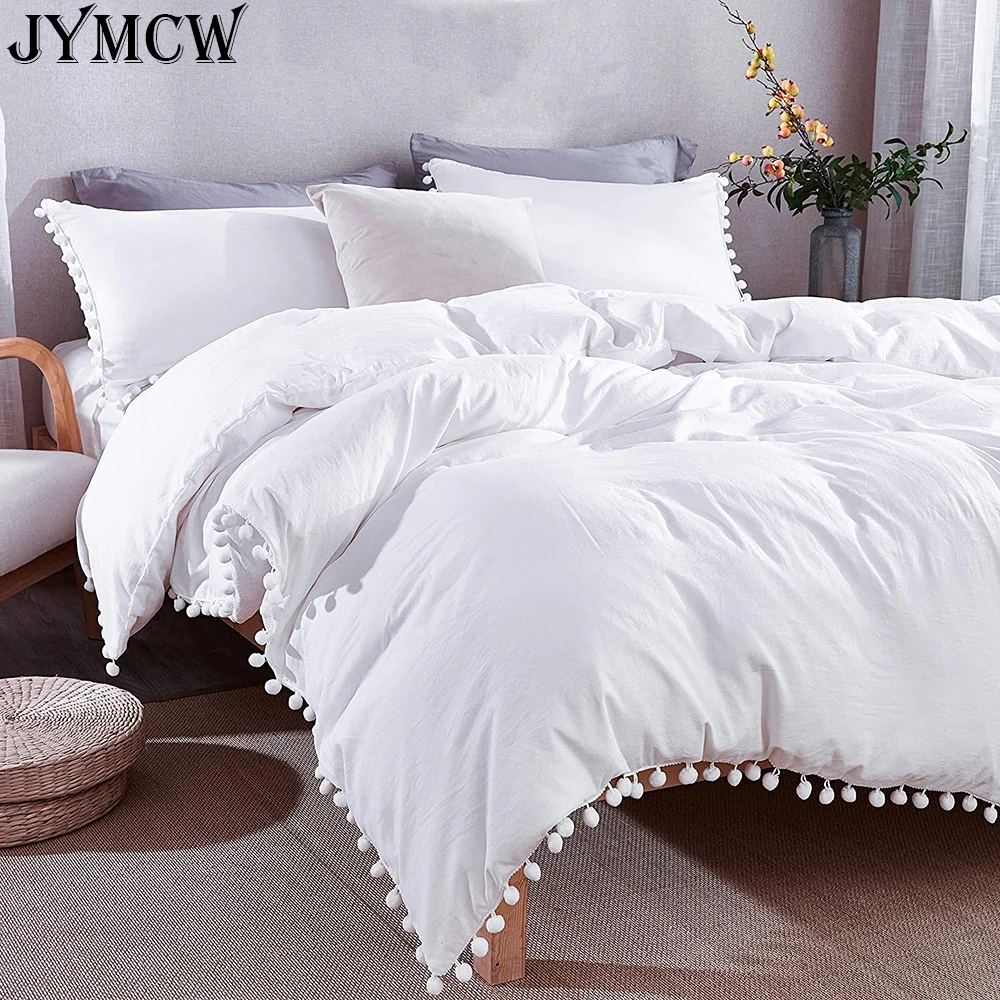 

Duvet Cover Large, 3-Pack Boho Boho Farmhouse Microfiber Quilt Cover Set, Soft Lightweight Duvet Cover, Solid Sage Green Pom Pom
