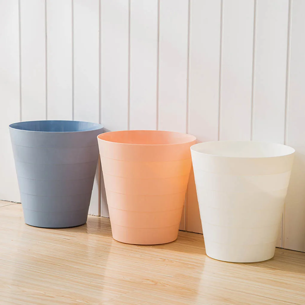 

Simple PlasticTrash Can Lidless Paper Round Shape Dustbin Container Office Garbage Bin Kitchen Bathroom Bedroom