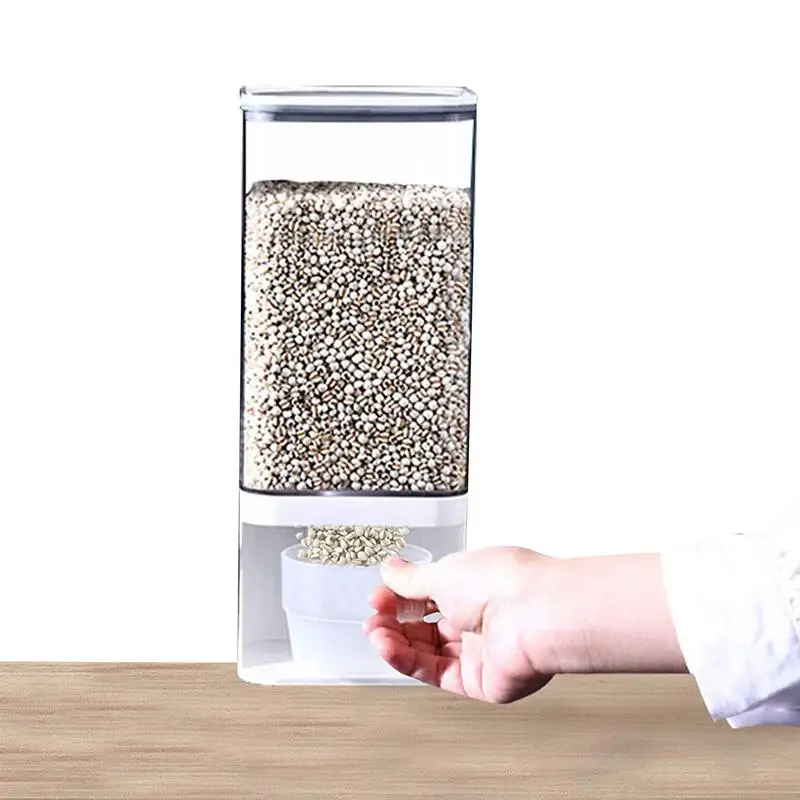 Dry Food Dispenser Dry Food Storage Container Oatmeal Rice Bucket Wall Mounted Beans Grains Cereal Bucket For Home Kitchen
