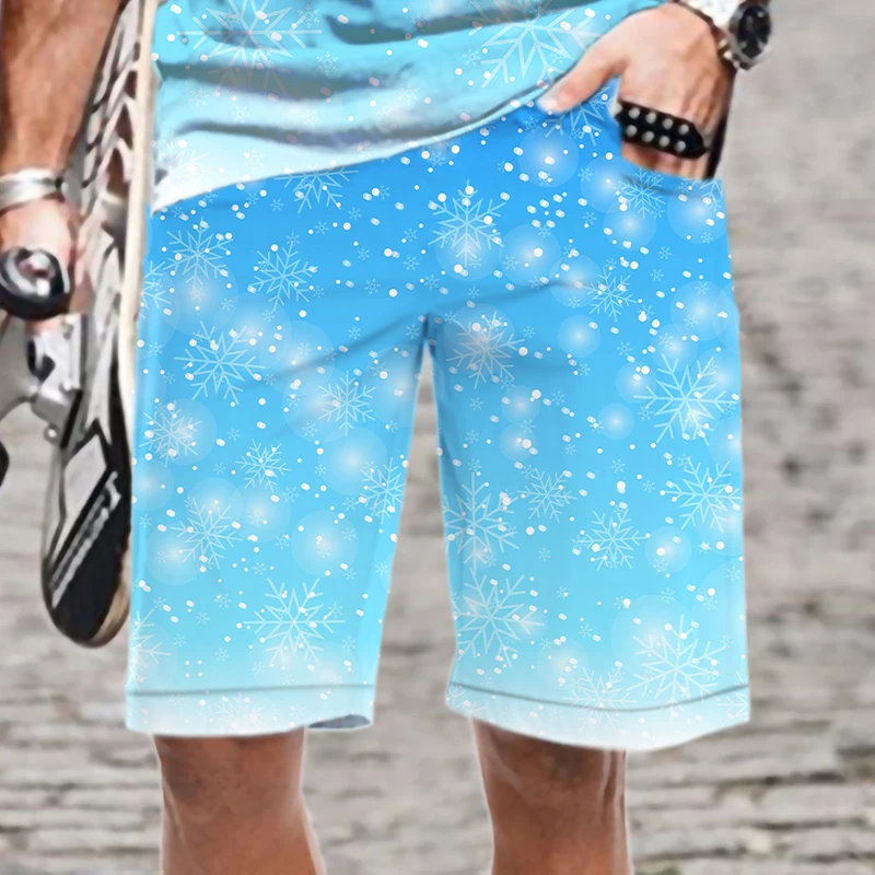 Oversized Winter Snowflake Pattern Quick Dry 2022 Swimsuit Men's Summer Shorts Mens Clothing Casual Streetwear Swimming Man Cool