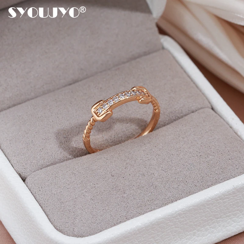 

SYOUJYO Simple 585 Rose Gold Color Slim Trendy Rings For Women Natural Zircon Modern Wedding Jewelry Vintage Luxury Daily Rings