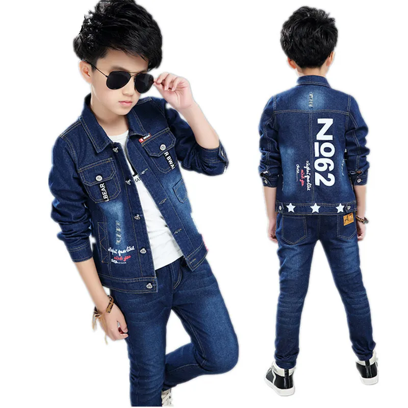 

High Quality Boys Clothing Set Autumn Spring Cotton Long Sleeve Denim Jacket+Jeans Pants 2pcs Set Kids Casual Outerwear Clothes