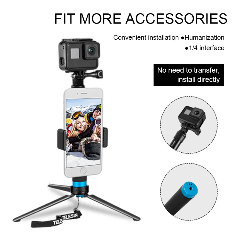 

Easy Operation Mobile Phone Clip Mini Waterproof Tripod Lightweight Mobile Phone Holder Clip Stand For Gopro Hero 8 / 7 / 6 S