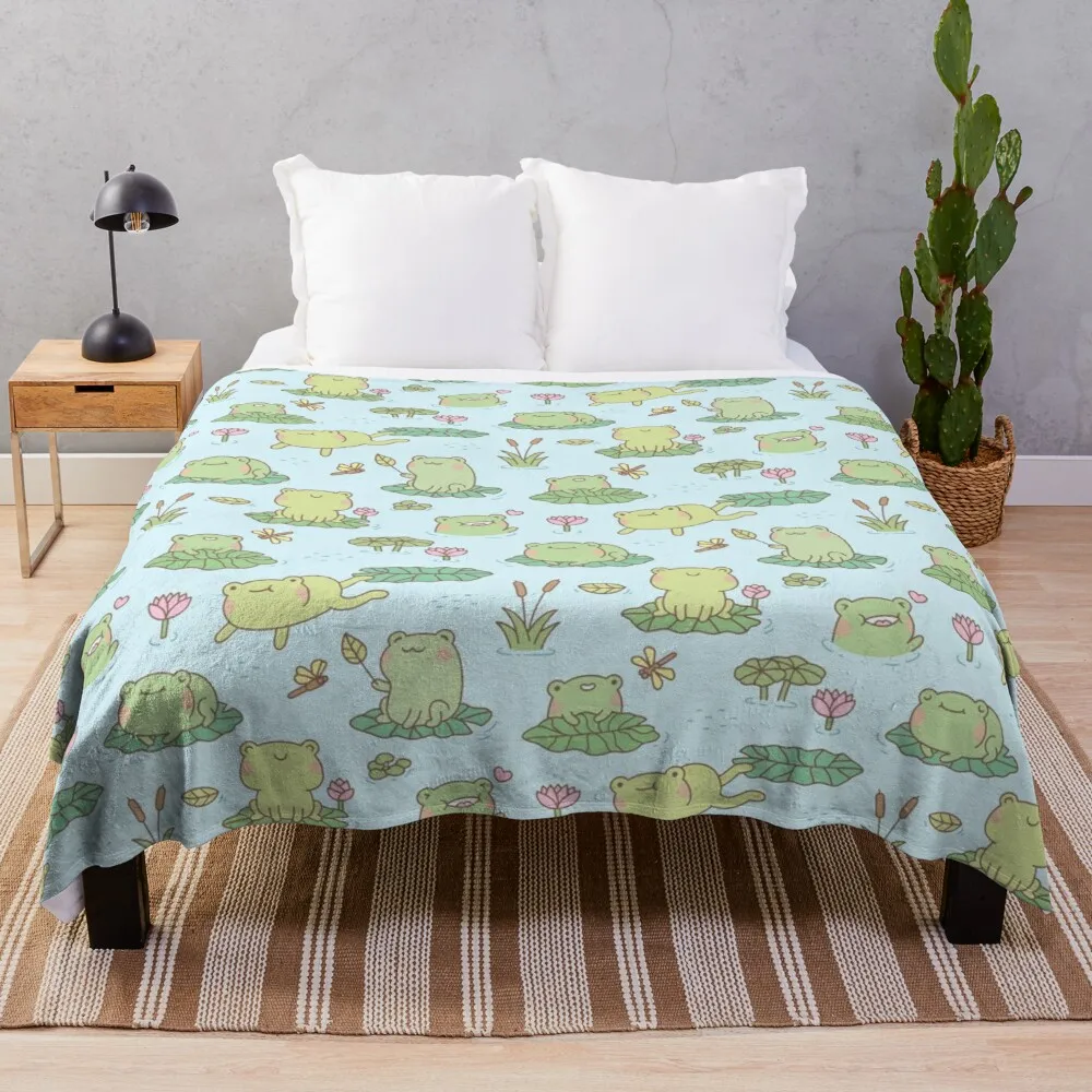 

Throw Blanket Luxury Bakugo Anime Blanket Fleece Throw Blanket Cute Frogs And Dragonflies Pond Pattern Throw Blankets