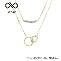 bipin luxury crystal pendant gold necklace women fashion stainless steel jewelry gifts