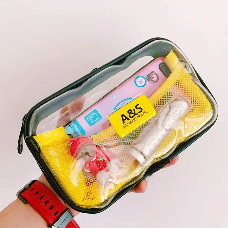 

New Transparent Cosmetic Bag Hard Shell Messenger Bag Portable Mini Women's Bag Shoulder Bag Wash Bag