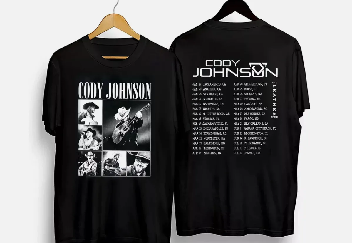 Футболка Cody Johnson Tour 2024 кожаный Тур футболка для Кантри