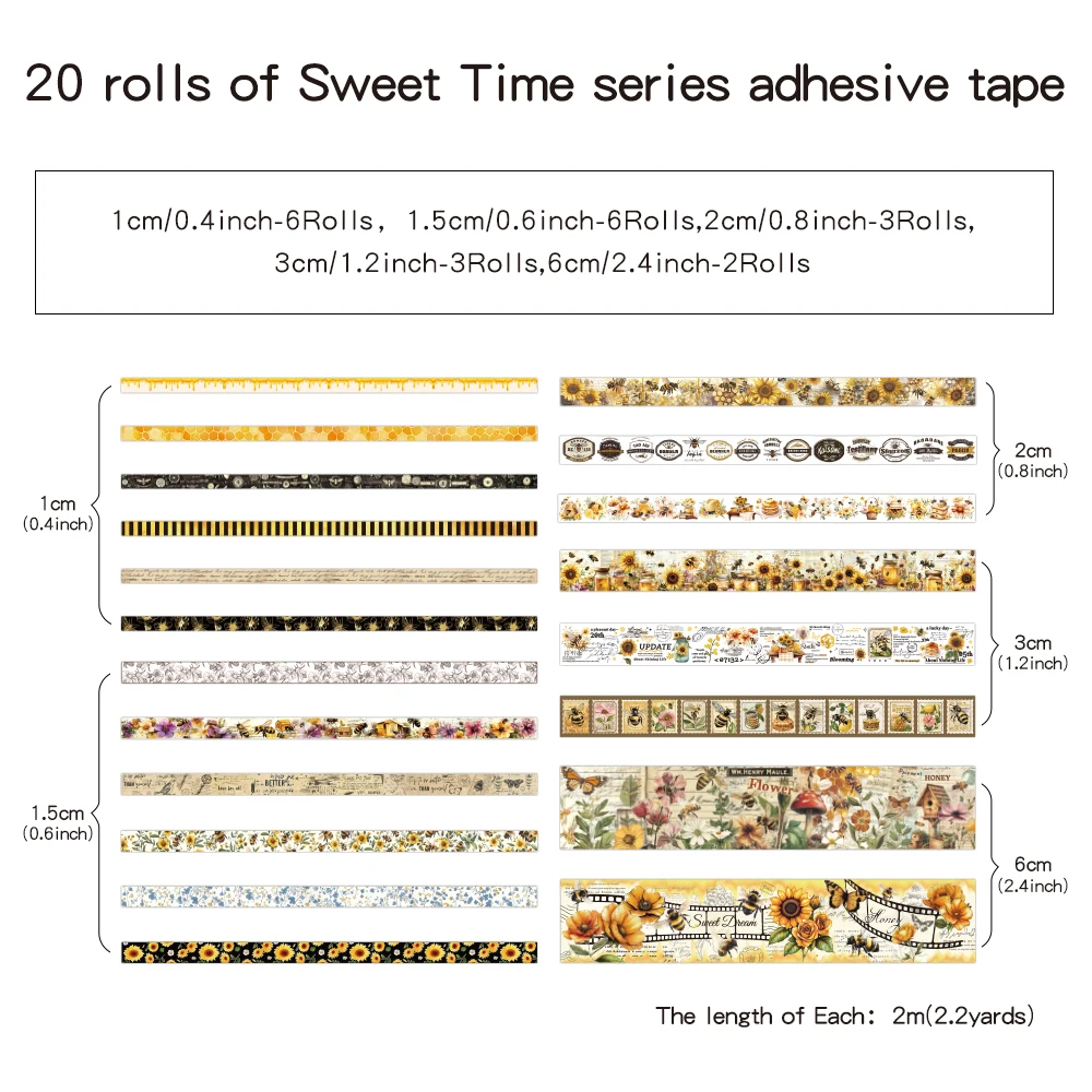 

Набор декоративных лент Васи с цветами и пчелами 20 рулонов