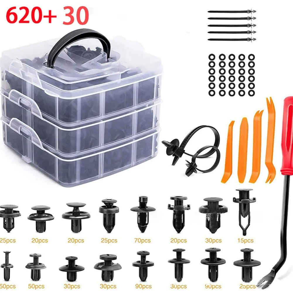 620 шт., набор зажимов для автофиксации, зажимы для заклепок, 30 инструментов, фиксатор для кузова автомобиля, заклепки бампера фиксатор для двери