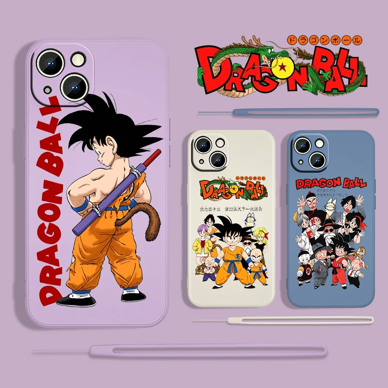 

DBZ Cute Boys Dragon Ball For Apple iPhone 13 12 Mini 11 Pro XS MAX XR X 8 7 6S SE Plus Liquid Rope Silicone Phone Case Cover
