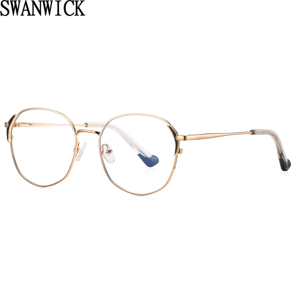 

Swanwick полностью Металлическая Женская компьютерная проекция Модные женские прозрачные линзы синие блокирующие свет очки украшение подарок