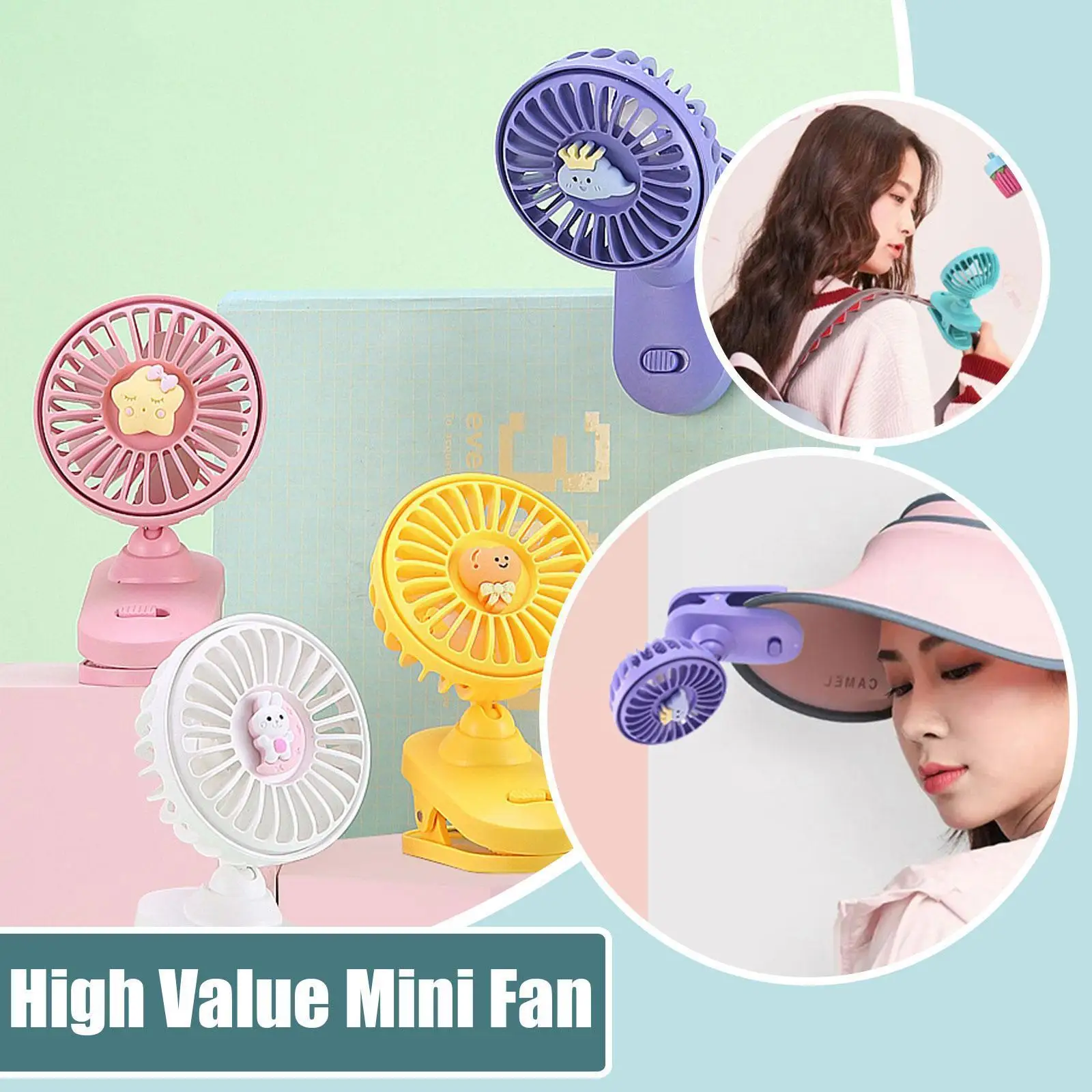 

Mini Small Clip Fan USB Charging wall Mounted Ceiling Mute Clip Office Two Portable Student Fan One Fan In Power Large Wind O1W1