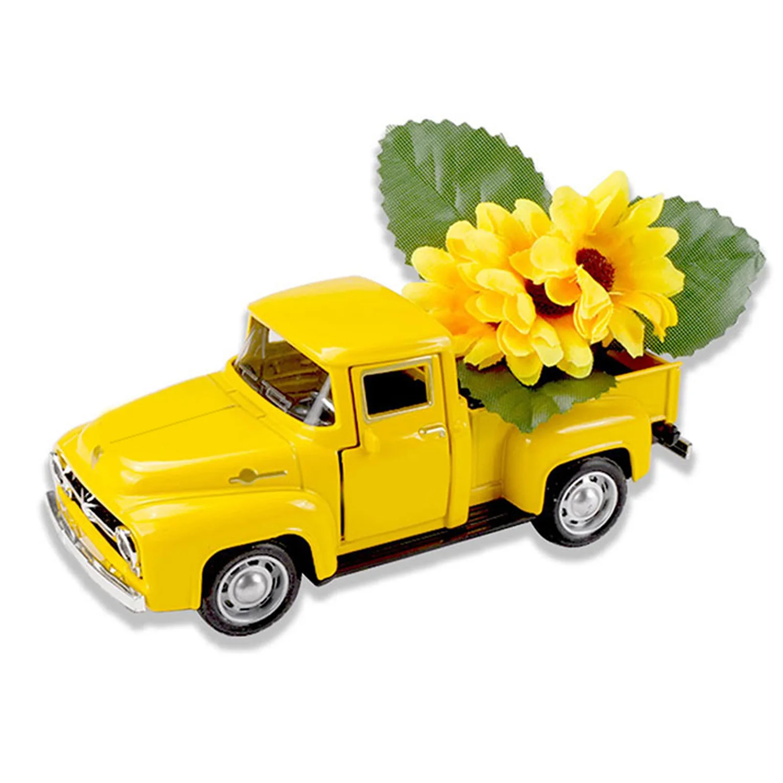 

Home Office Planter Pickup Tiered Tray Metal Ornament Kitchen Tabletop Yellow Farmhouse Gift With Sunflower Vintage Truck Decor