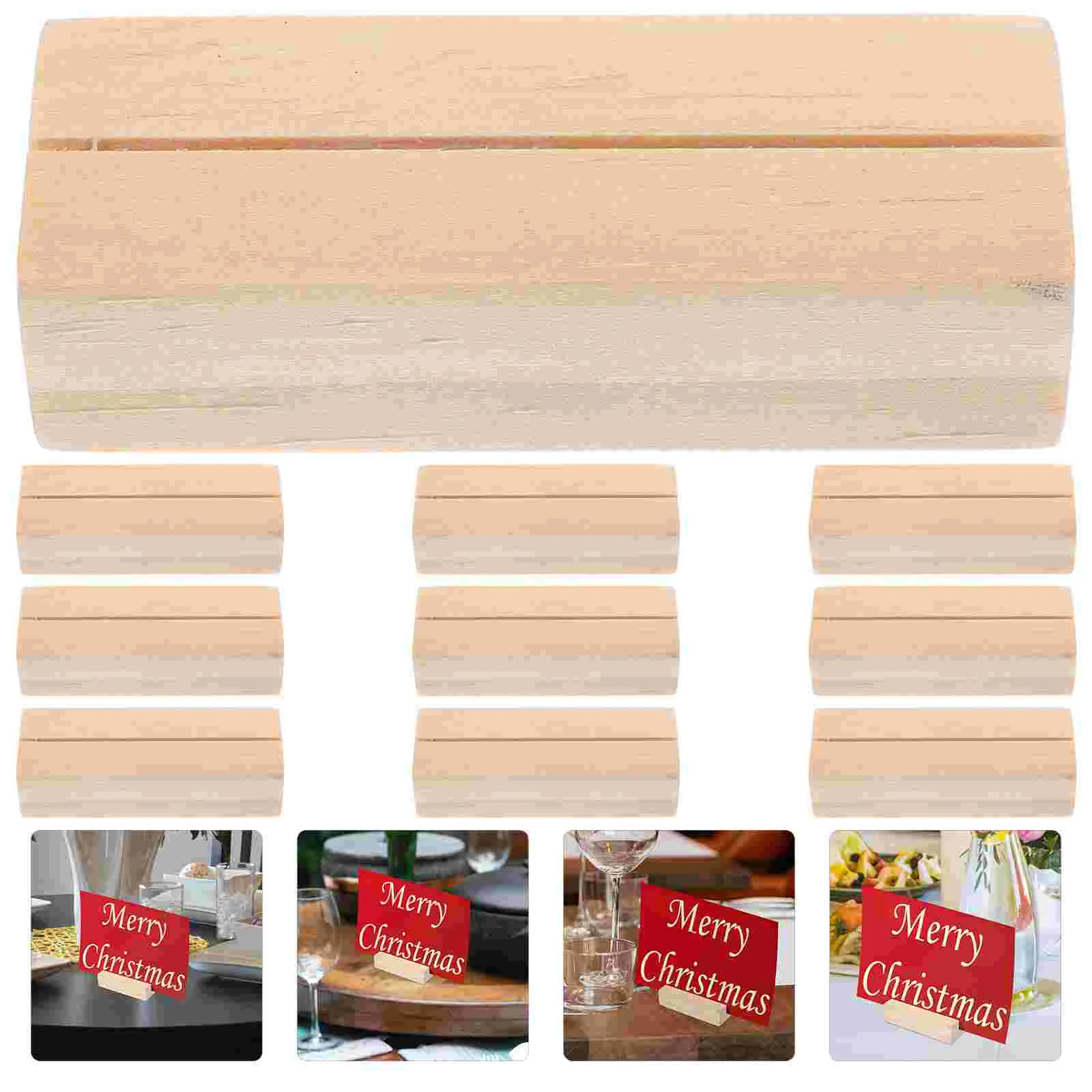 

10 Pcs Display Stand Card Clip Desk Photo Clips Stands Picture Work Decor Bracket Holder Supplies Wooden Office