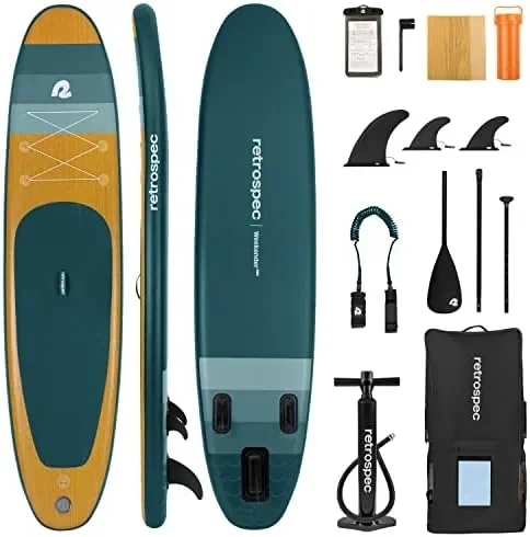 

Plus 10' Inflatable Stand Up Paddleboard Double Layer PVC iSUP Bundle w/Carrying case, 3 Piece Adjustable Aluminum Paddle, 3 Bik