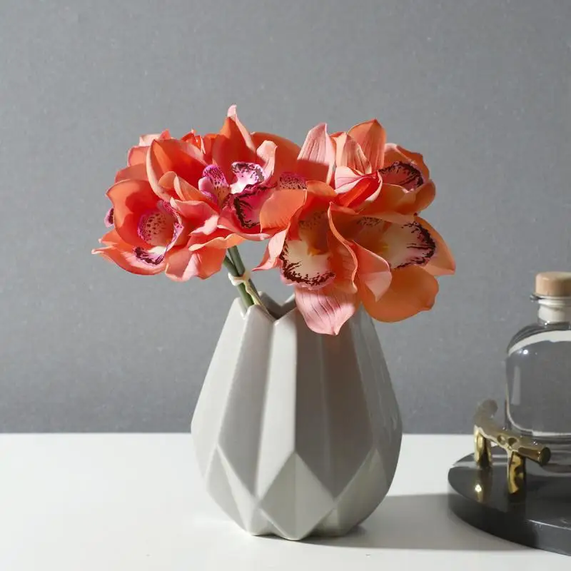 

Cymbidium Artificial Fwers for Home Decor Table Orchid Real Touch Flower Wedding Bride Hand Bouquet Photography Props Birthday