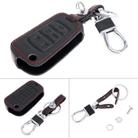 5 buttons 3d leather car key cover protector holder with hanging buckle for chevrole t camaro chevrole t buic k gm c 2010 2017