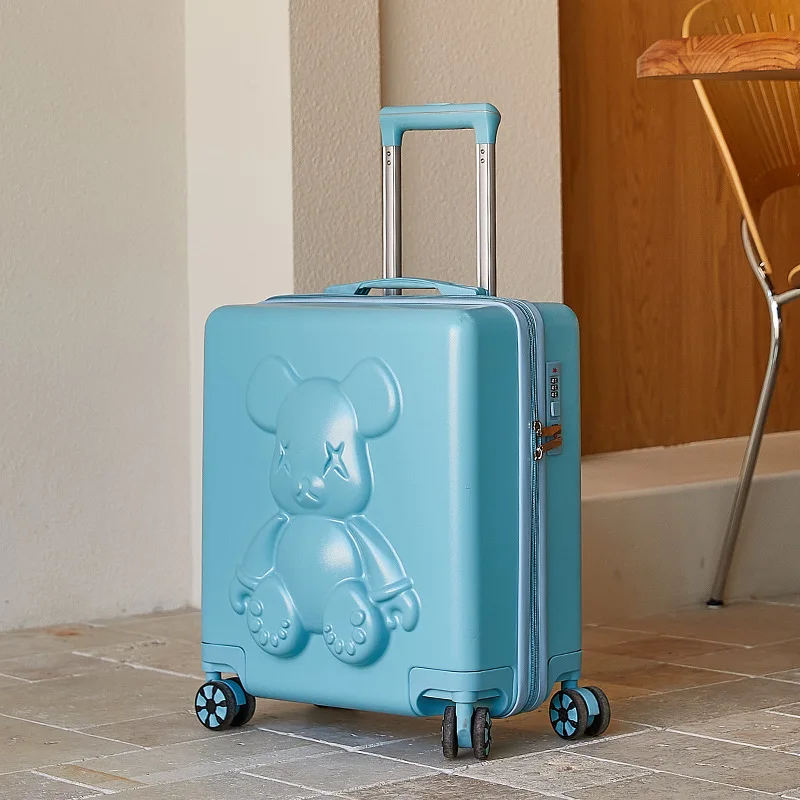 Luxury Cuddly Bear Boarding Box 18 Inch Fine Security Password Lock Luggage Men And Women Applicable Aluminum Frame Box