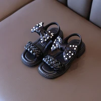 girl summer shoe baby sandals 2022 kid shoe for beach shoes child girl elegant party sandals fashion bow princess pearl shoes