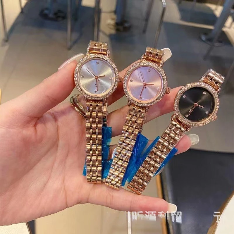 

Модные брендовые кварцевые часы со стразами и инкрустированным фианитом циферблатом, стальной ремешок, женские наручные часы