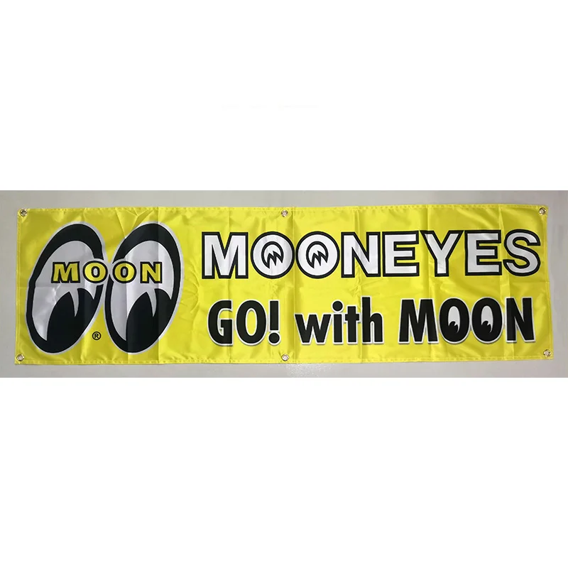 

130GSM 150D Double Sides Moon Eyes Flag Banner 1.5ft*5ft (45*150cm) Size Custom Any Size Any Logo Flying and Hanging Flags