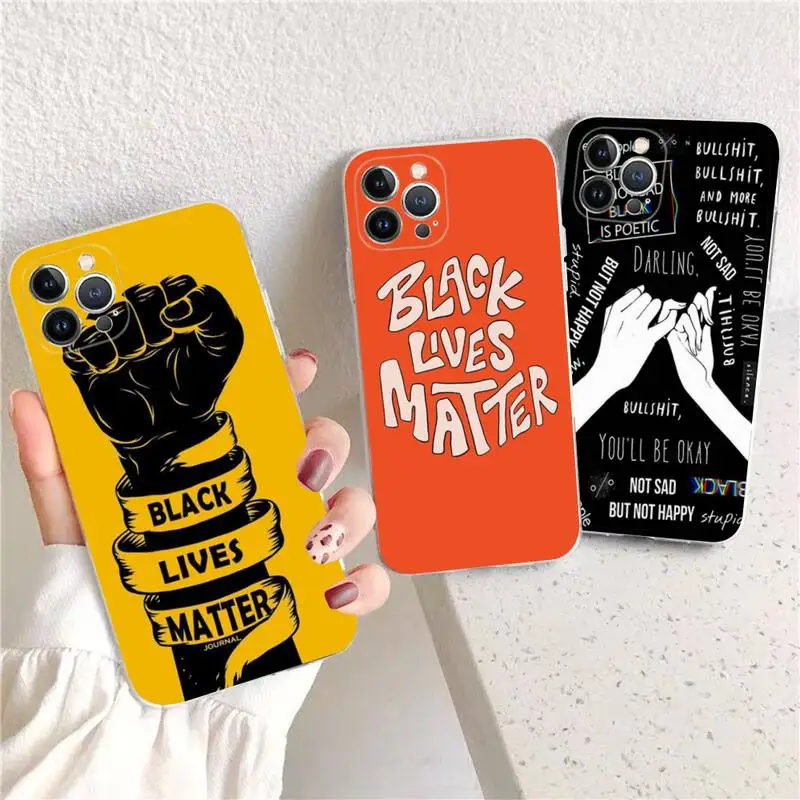 

YNDFCNB Black Lives Matter Phone Case For iPhone 13 14 Pro Max XS XR 12 11 Pro 13 Mini 6 7 8 Plus Clear Back Cover Capa