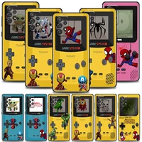 game boy phone case for samsung galaxy a72 a52 a42 a32 a22 a21 a12 a02 a51 a71 a41 a31 a11 a01 cover marvel spider iron man logo