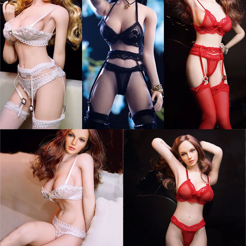 

CJG-WN06 1/6 Scale Sexy Three-Point Lace Clothing Accessories Underwear Panty Suspender Stocking Set Model for 12'' Body