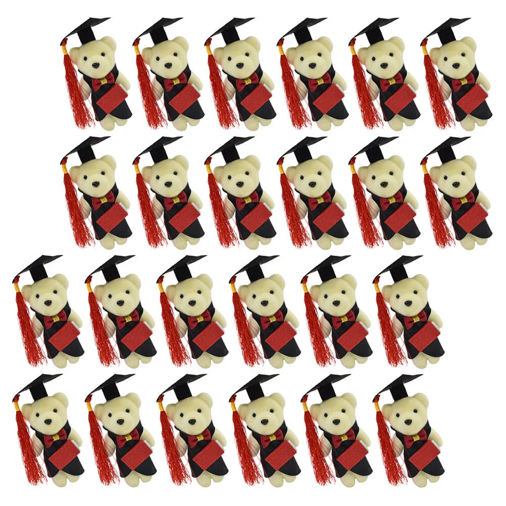 

24 Pcs Crafts Bear Bouquet Ornaments Toys Flower Themberchaud Plush Miniature Graduation Shape Accessories Baby DIY