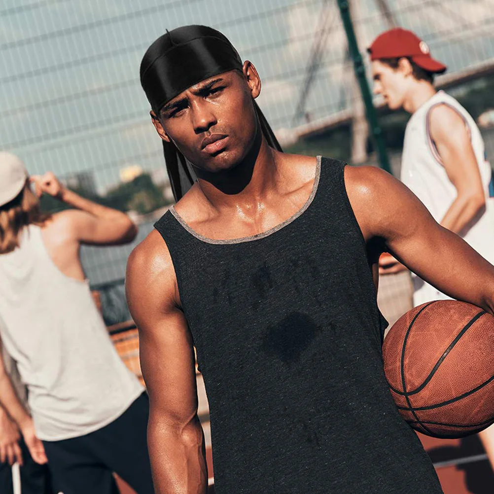 Повязки на голову для мужчин шелковый тюрбан с длинным хвостом аксессуары Durag