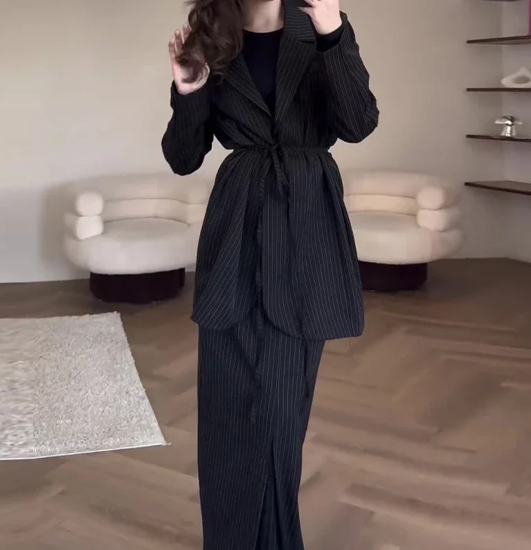 Французский женский элегантный комплект с длинными платьями однотонный костюм