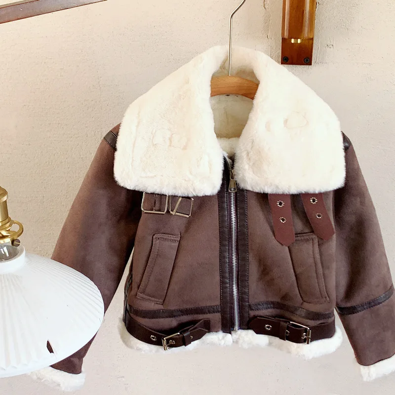 

2022 Winter Girls Boys Fashion Fleece Jacket Baby Kids Children Thick Warm Coat Outerwear